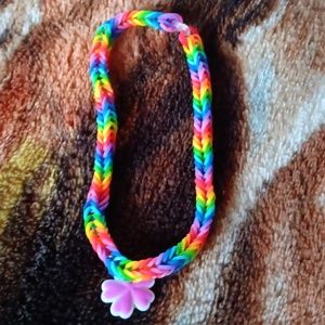 Rainbow flower charm bracelet